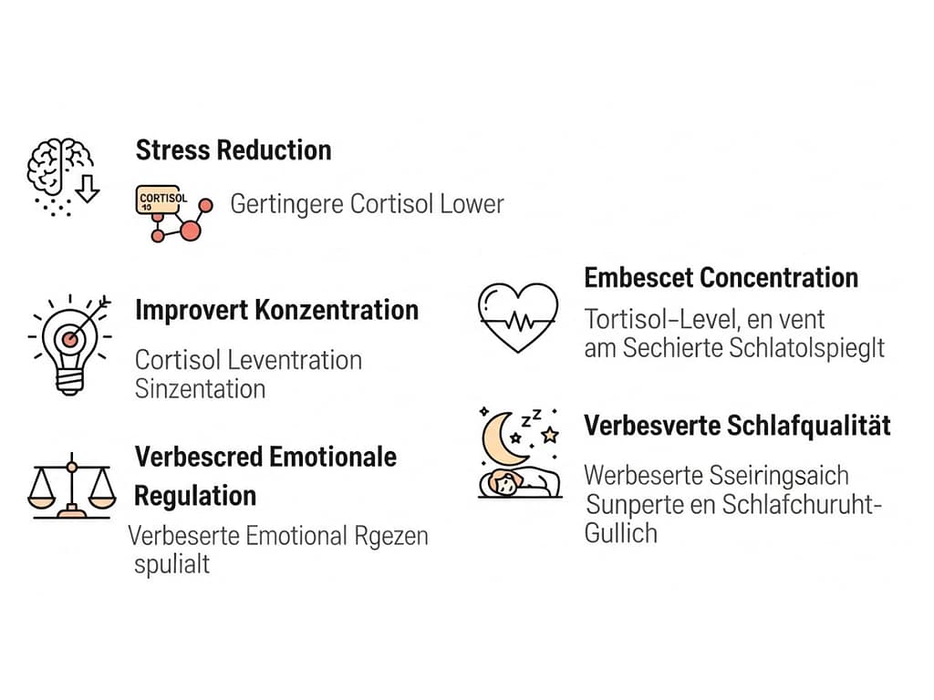Infographic in German explaining how daily meditation affects the brain.