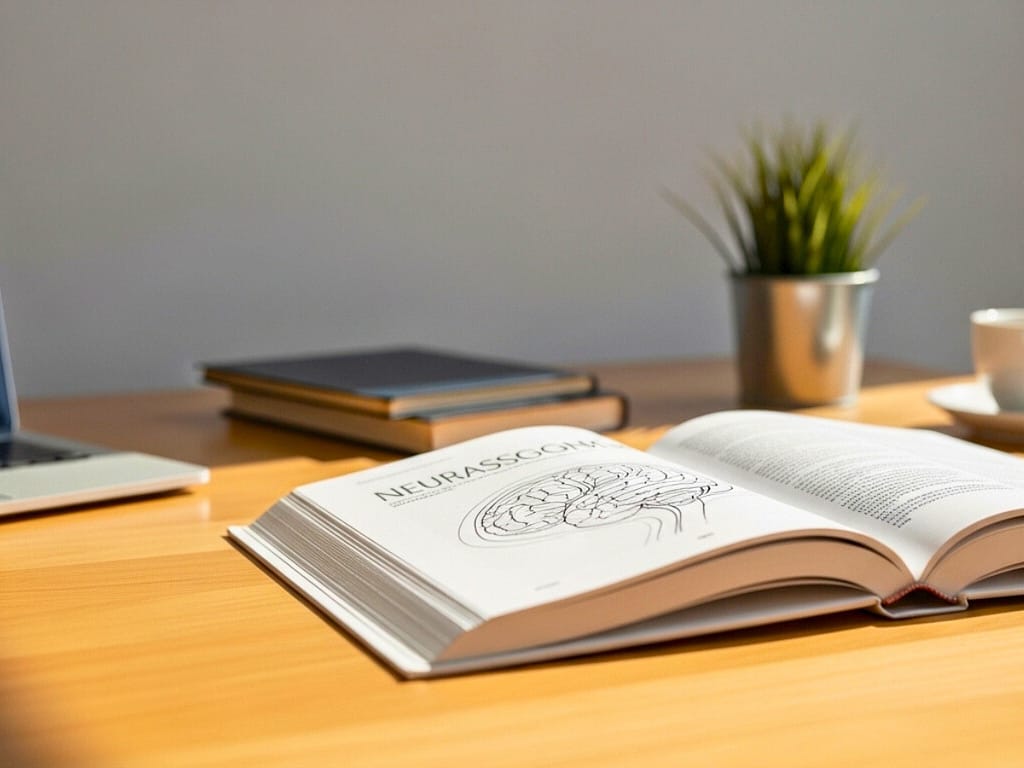 Homeoffice-Schreibtisch mit Laptop und Notizen im natürlichen Tageslicht.